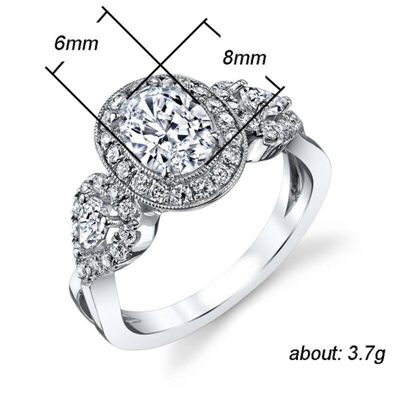 925 Silver White Sapphire Ring New - Picture 2 of 2